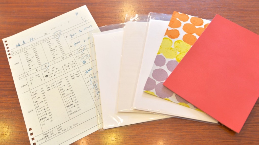見積もり書とノートの中紙、表紙